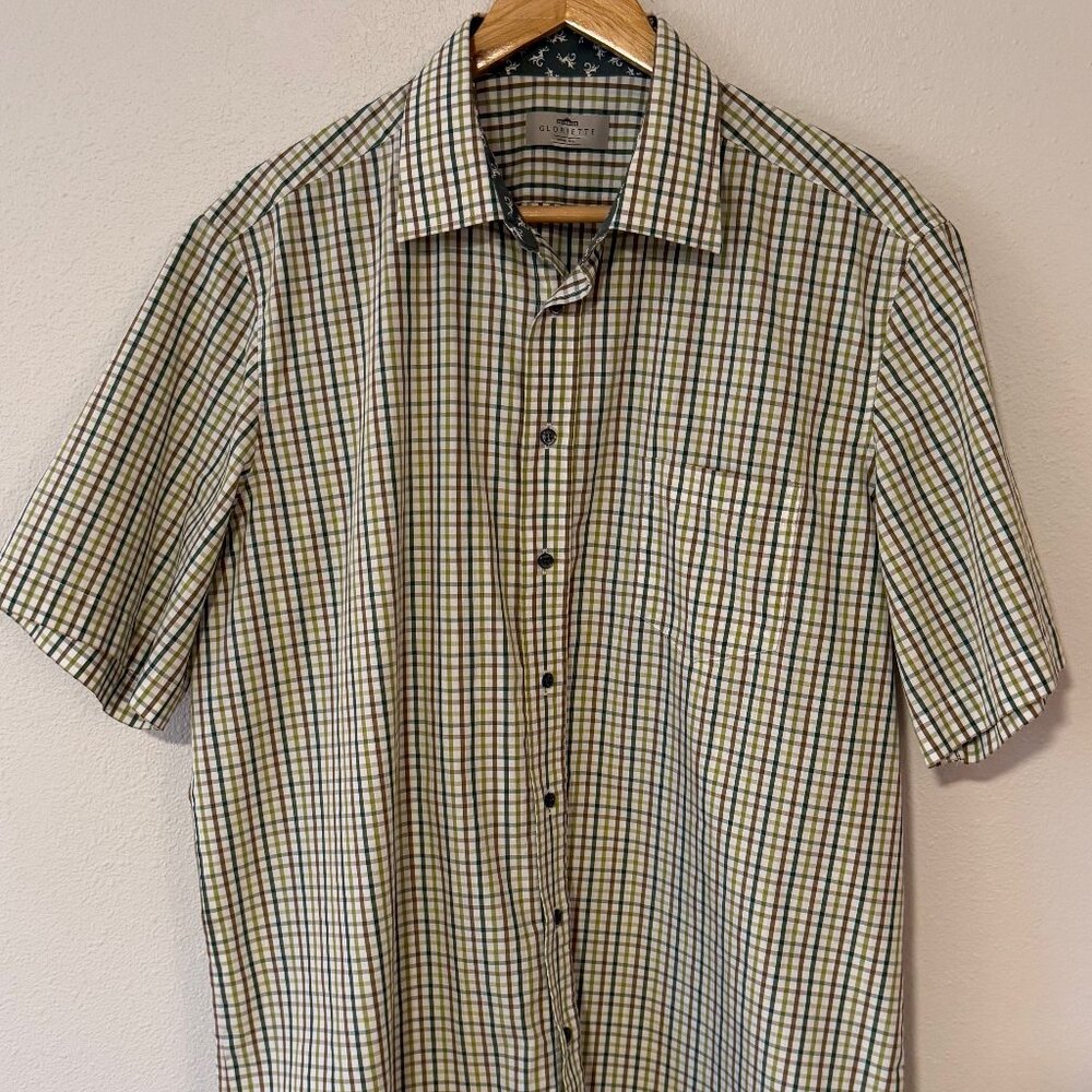 Gloriette‎ Vienne 1886 Slim Fit Green Check Short Sleeve Button Down Size L